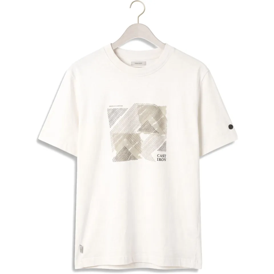 Cast Iron Heren Polo's & T-shirts Short Sleeve R-neck Regular Fit Peached Jersey - Gebroken Wit, foto 2