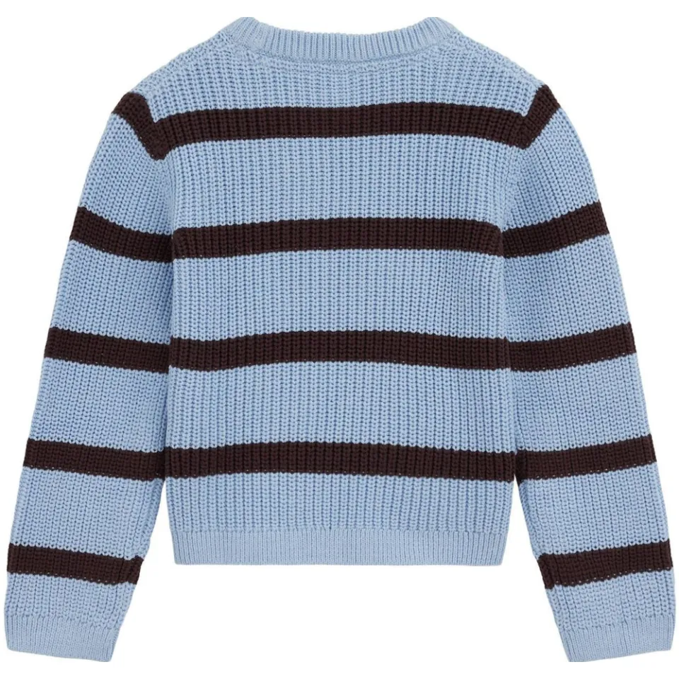 WE Fashion katoenen gebreide gestreepte trui - blauw, foto 4