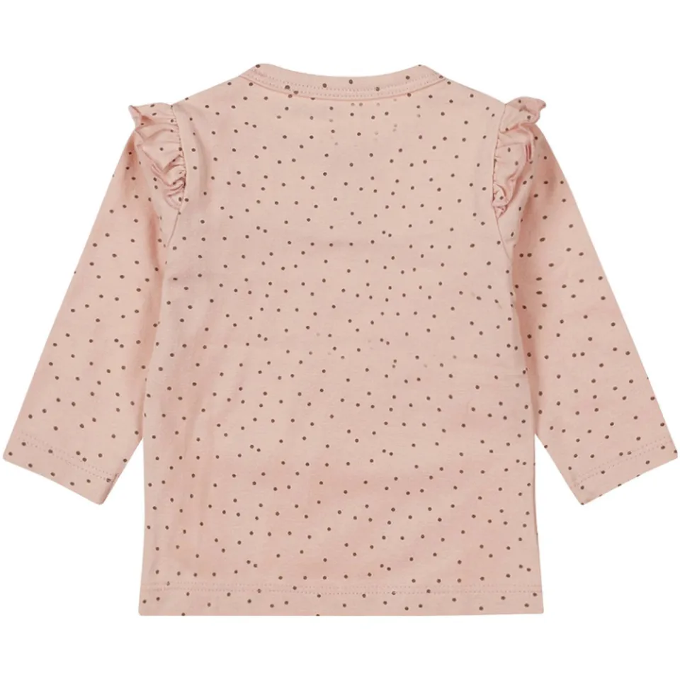 Dirkje longsleeve roze met all over print en ruches, foto 3