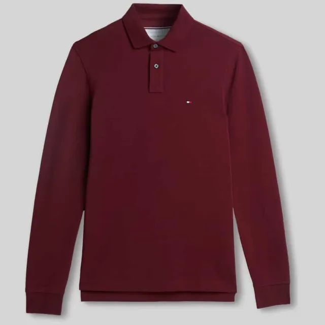 Tommy Hilfiger Regular fit poloshirt van katoenmix burgundy, foto 2