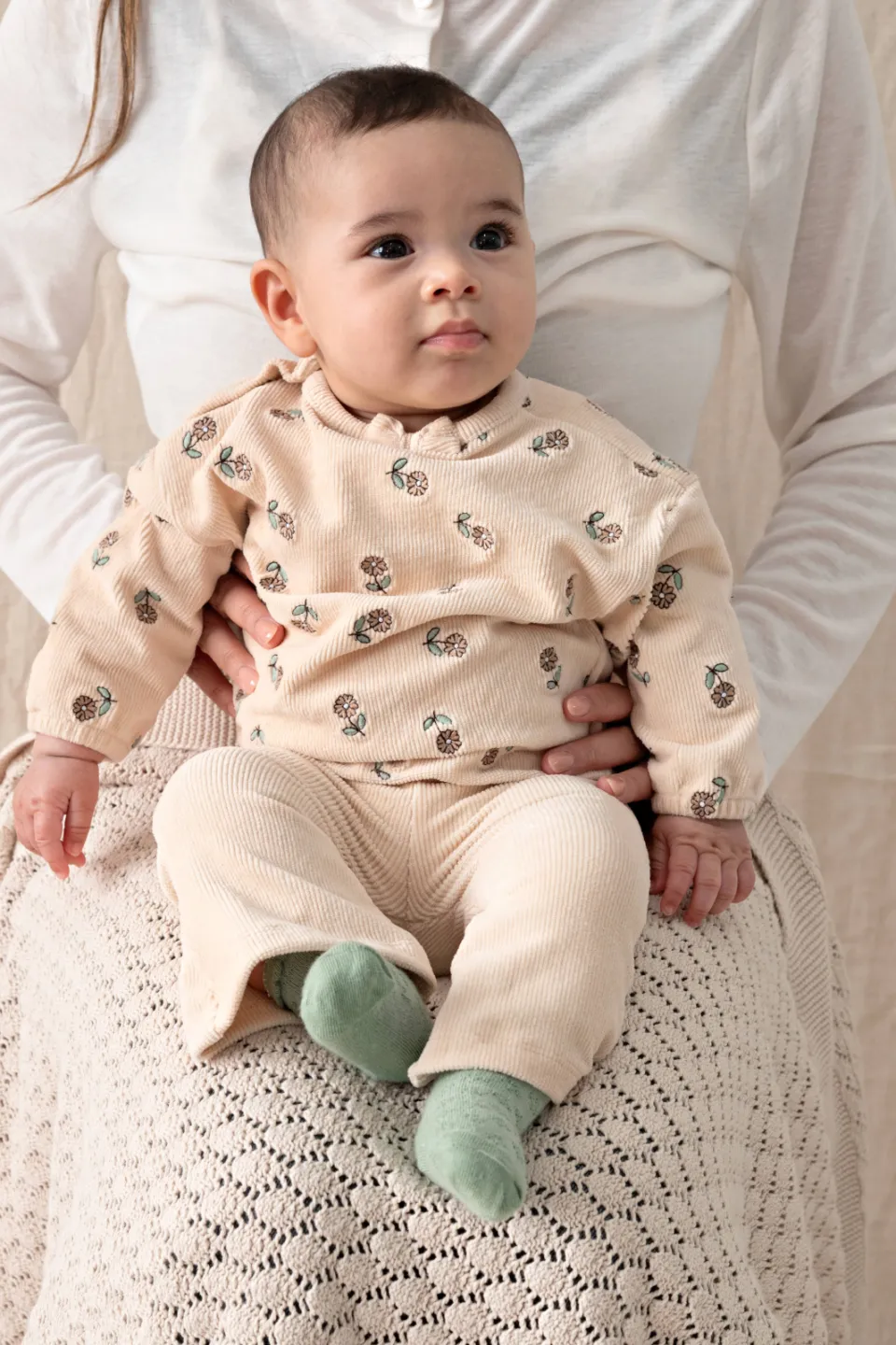 Feetje corduroy flared broek Lucky Bloombird ecru, foto 6