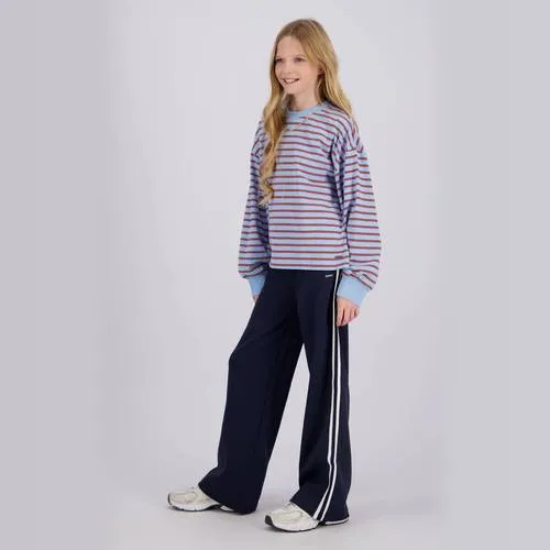 Raizzed wide leg gestreepte joggingbroek donkerblauw, foto 3