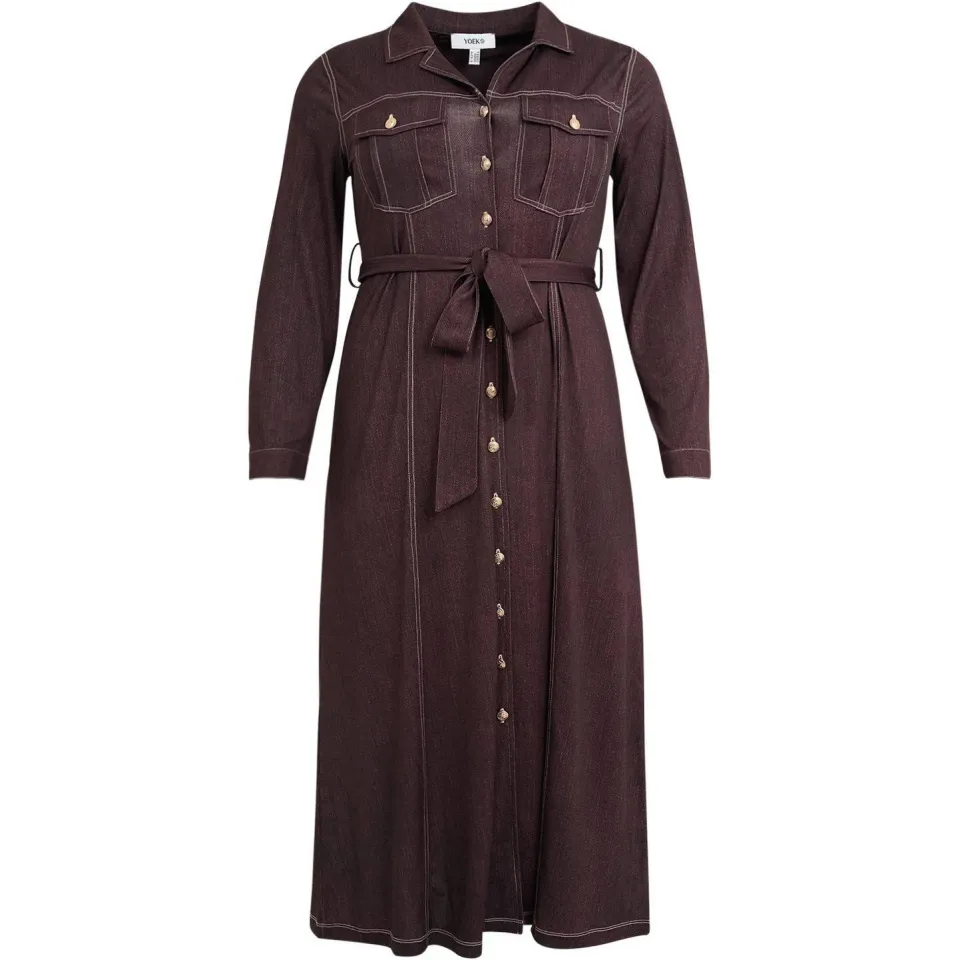 Yoek Denim Brown midi-jurk bruin, foto 3