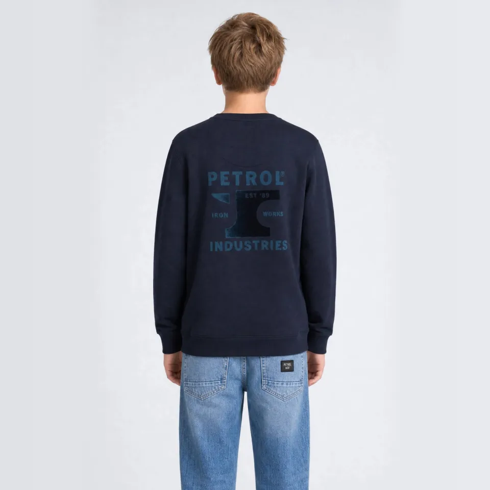 Petrol Industries rechtvallende sweater met print - marineblauw, foto 3