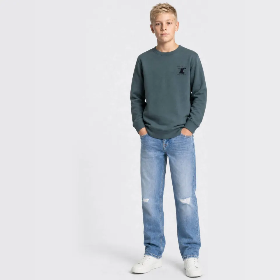 Petrol Industries rechtvallende sweater met print - grijsblauw