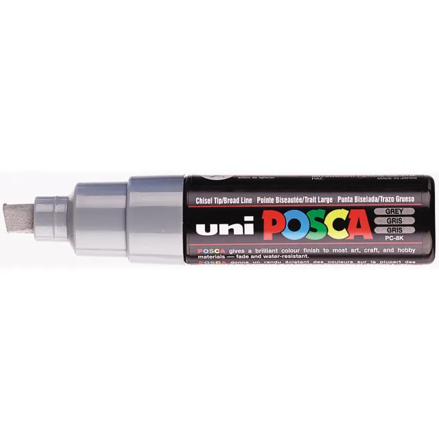 Posca marker met schuine punt schrijfdikte breed grijs