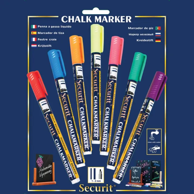 Securit Krijtstift securit sma-100 rond ass 1-2mm blister blauw