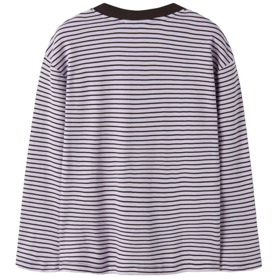 LMTD gestreepte longsleeve lila/donkerbruin, foto 2