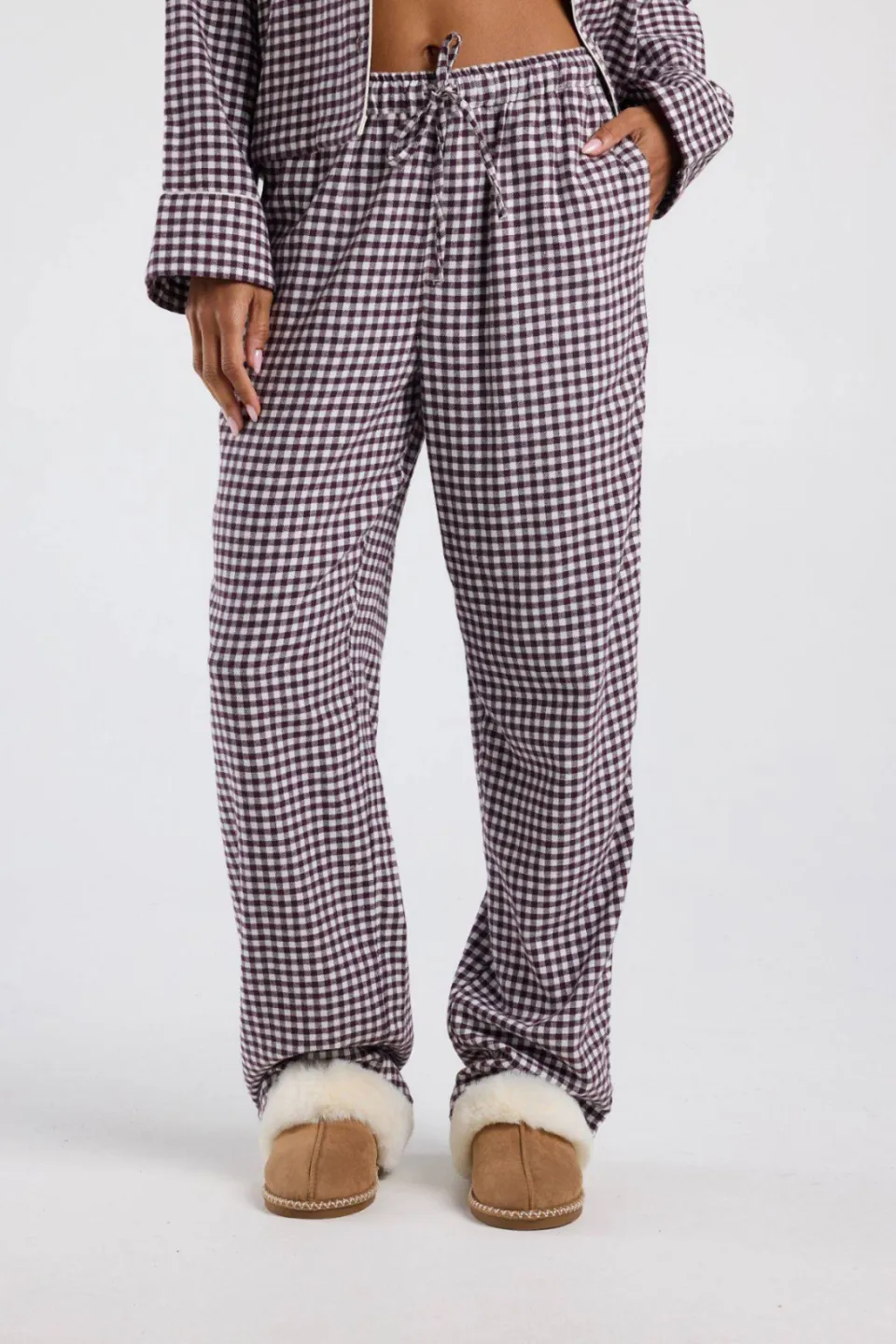 America Today flanel pyjamabroek - donkerrood/wit, foto 3