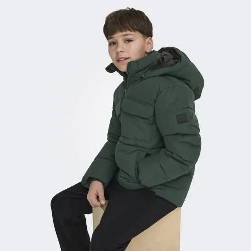 Only & Sons Junior gewatteerde winterjas donkergroen, foto 6