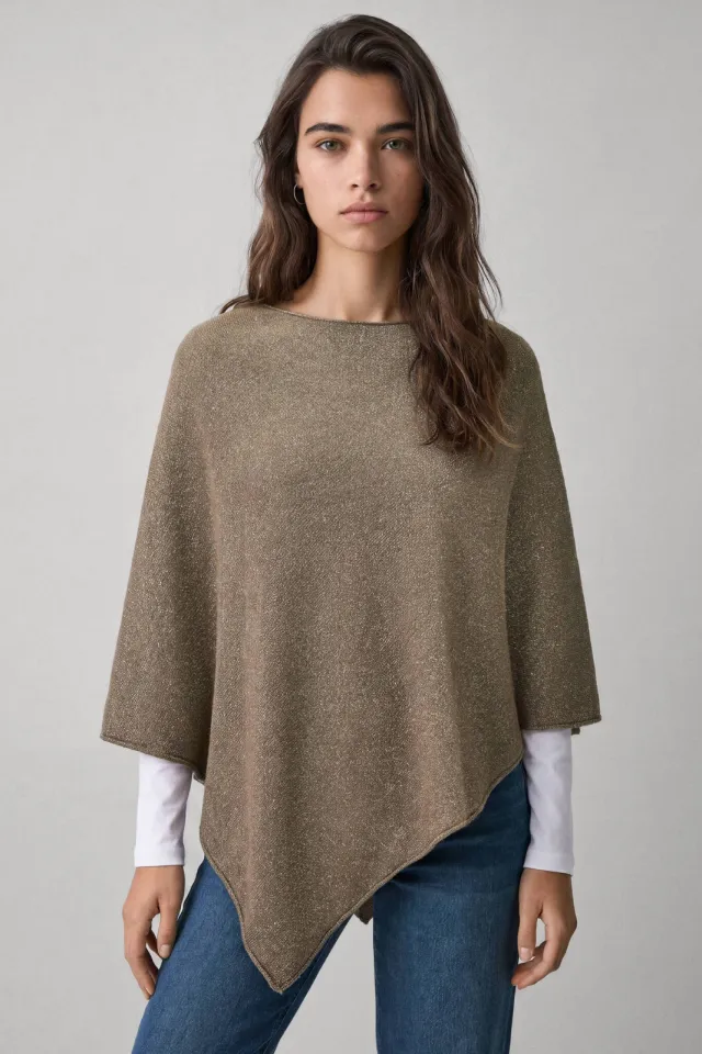 Mango TEEN asymmetrische gebreide cape bruin