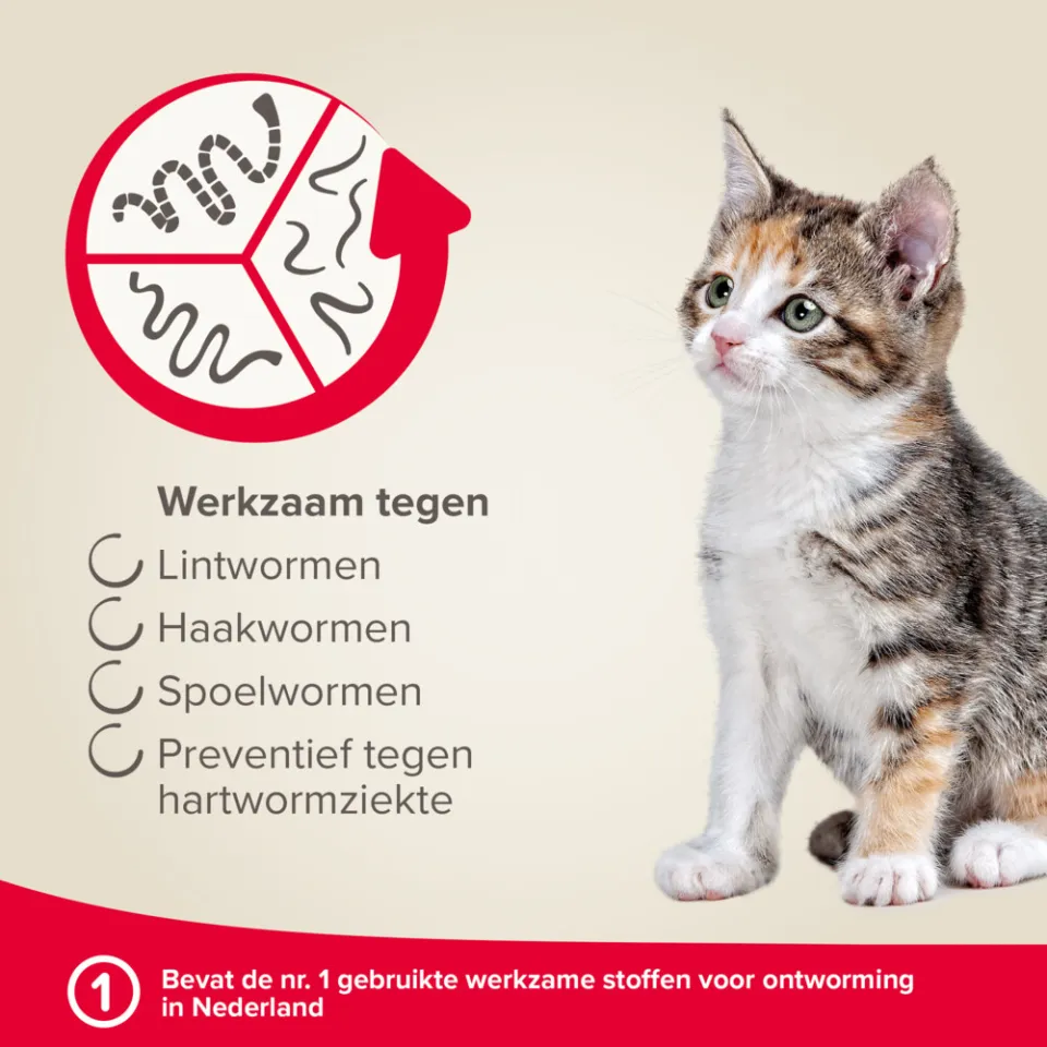 Beaphar Milquestra Ontworming Tabletten Kat 0,5 - 4 kg (ook kitten) 2 tabletten, foto 4