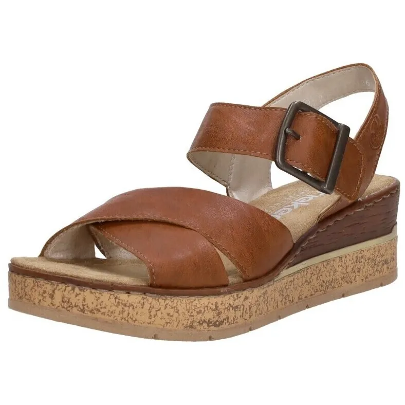 Rieker sandalen met hak cognac, foto 3