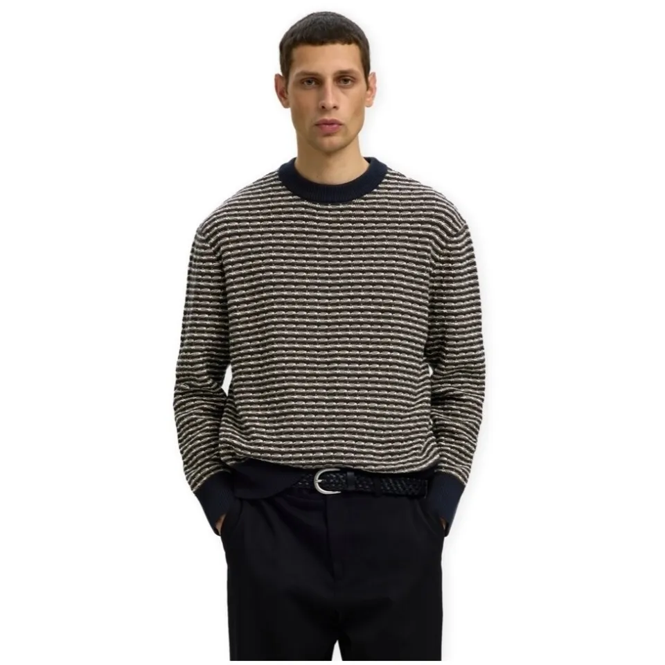 SELECTED MEN Heren Truien & Vesten Slmdarrell Ls Structure Crew Neck - Multi