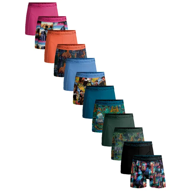 Muchachomalo Heren 12-pack Boxershorts Print/Effen Veelkleurig