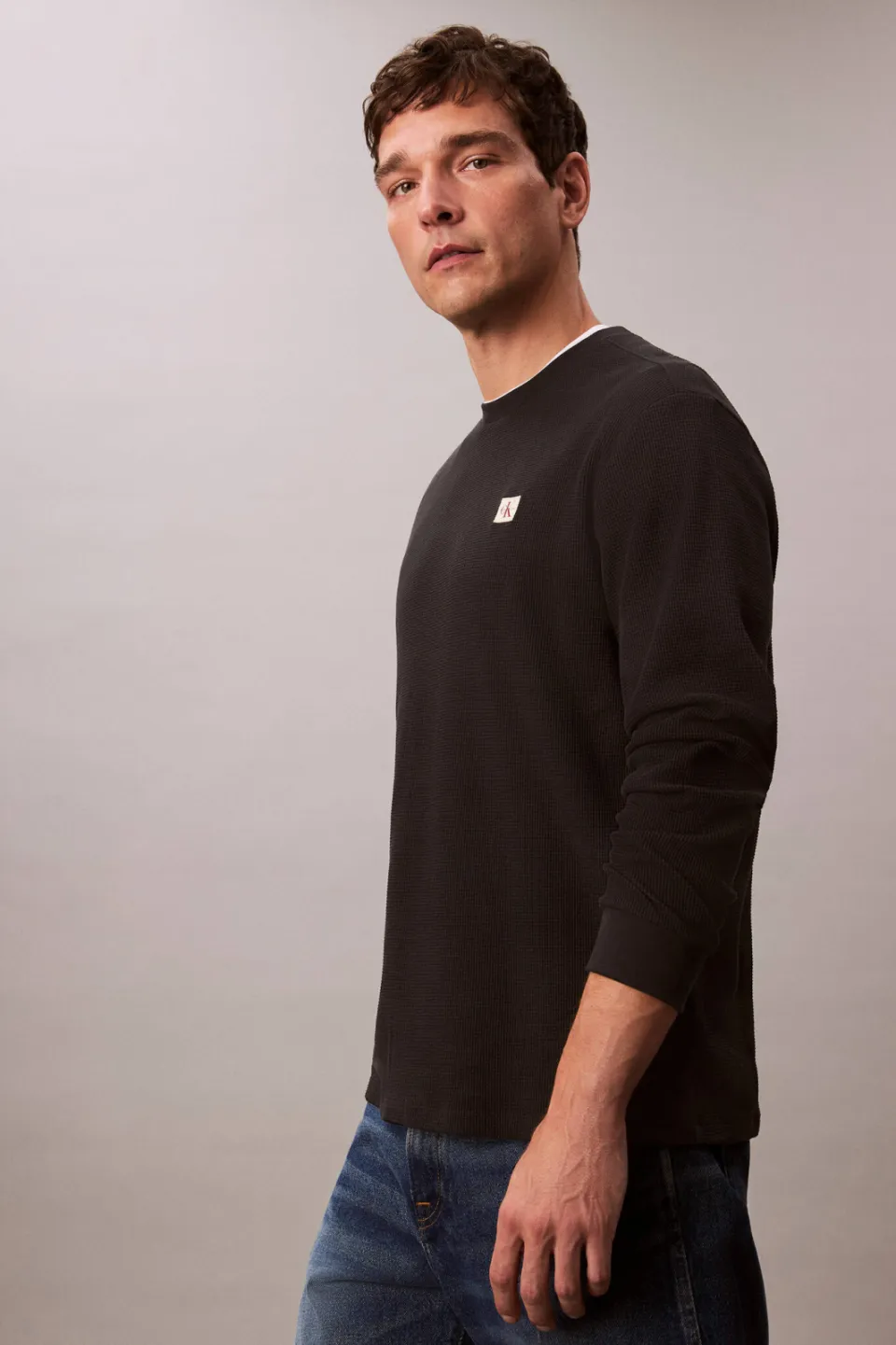Calvin Klein JEANS longsleeve met ingebreid patroon zwart, foto 7