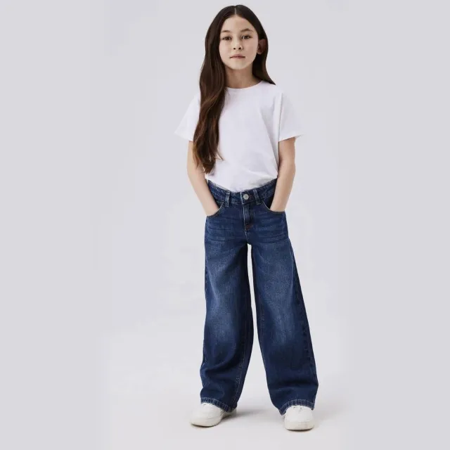 NAME IT KIDS wide leg jeans NKFROSE dark blue denim