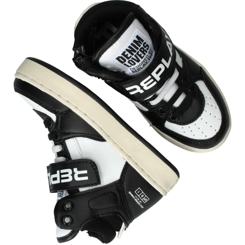Replay Cobra Kid 4 hoge sneaker zwart-wit, foto 6