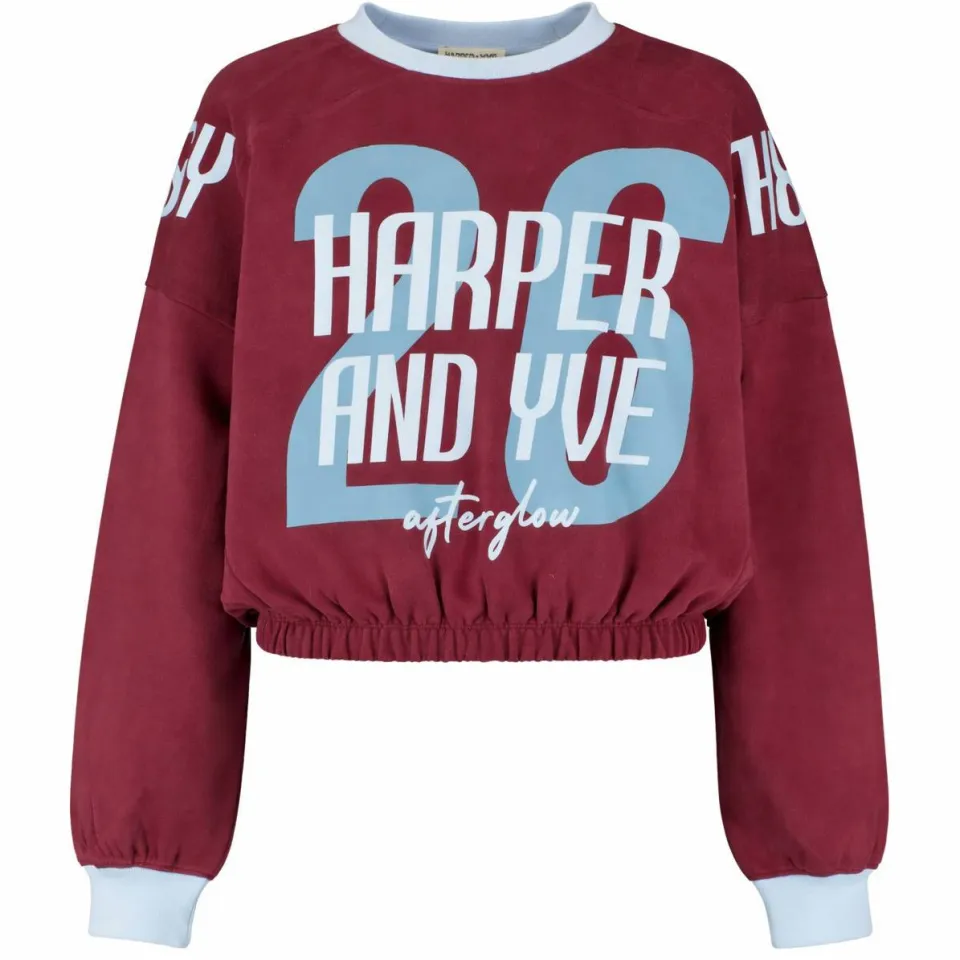 Harper & Yve cropped trui met print - donkerrood, foto 2