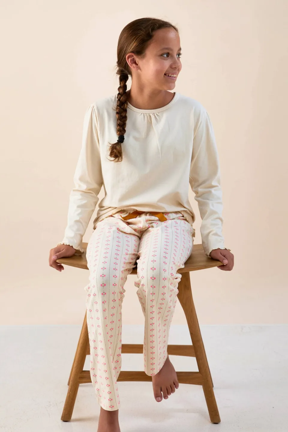 Little Label pyjama ecru Ecru/roze