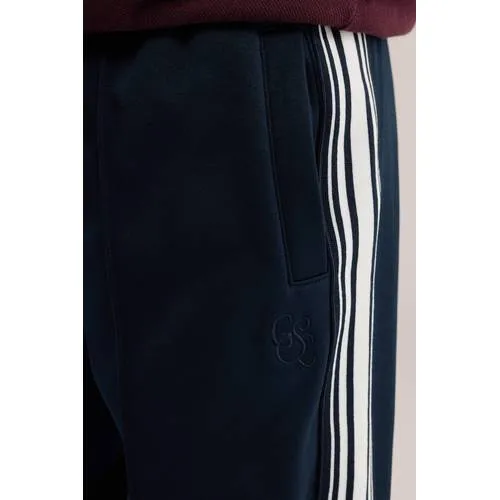 WE Fashion straight leg gestreepte joggingbroek donkerblauw, foto 4