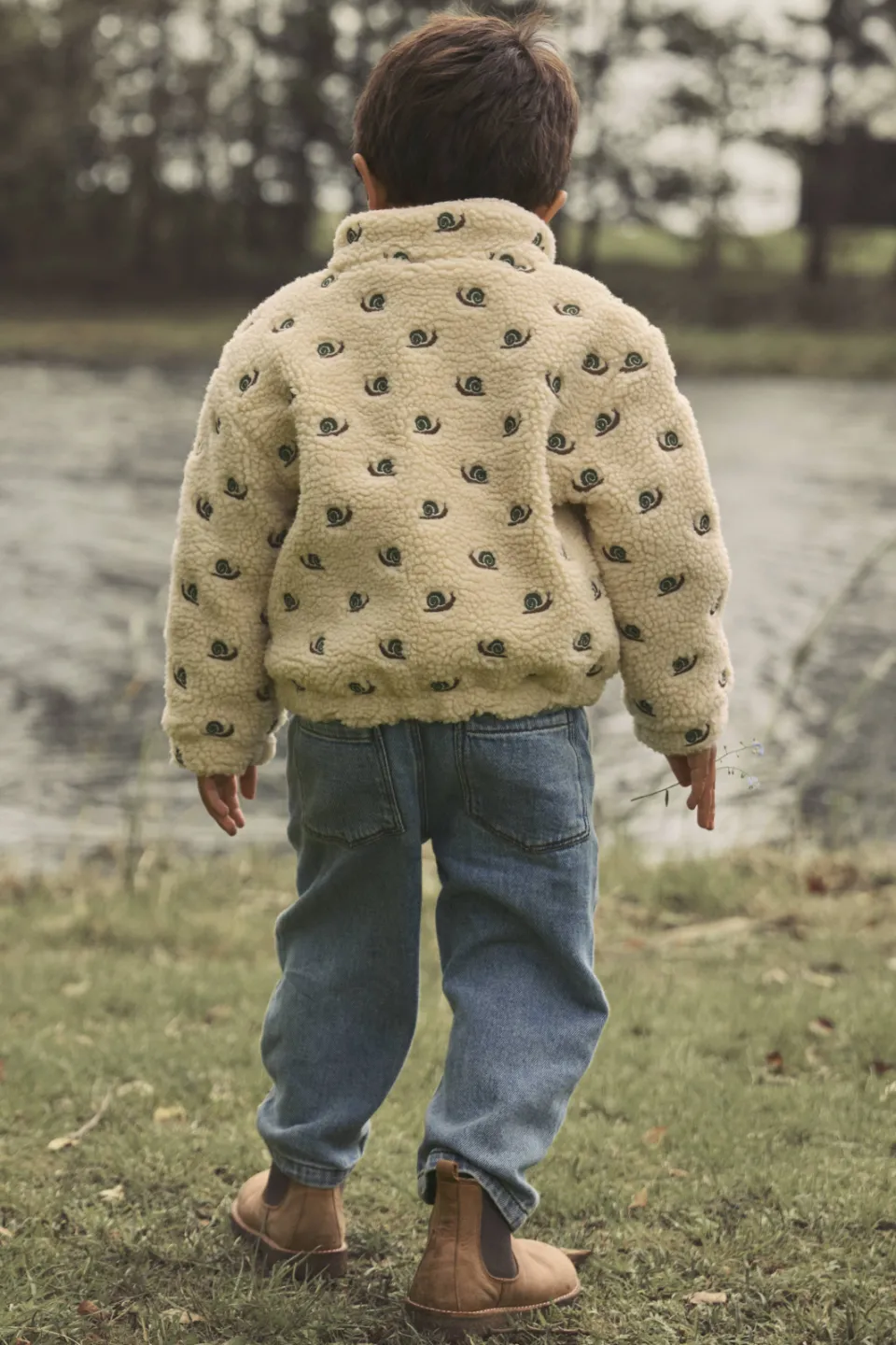 Lil' Atelier teddy jas met borduursels en print ecru, foto 5