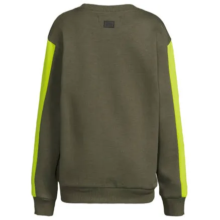 Orange Stars fleece sweater met contrasterende detail Noud khaki, foto 4