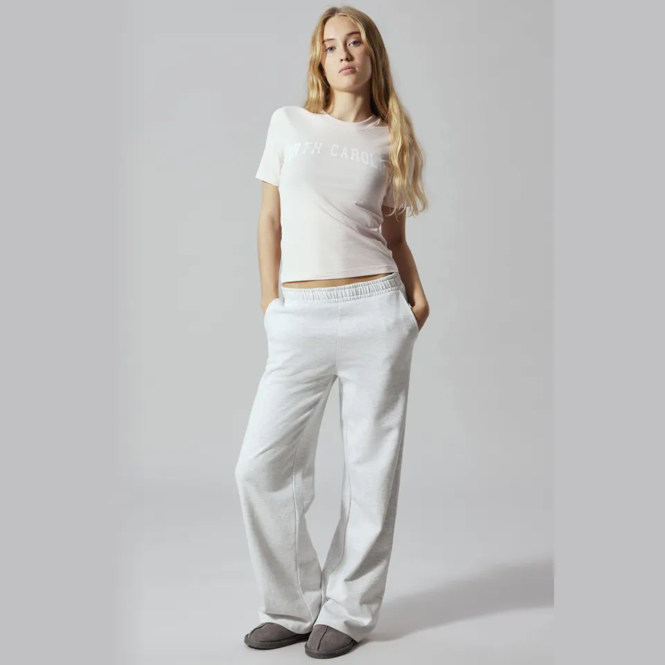 LMTD wide leg gemêleerde joggingbroek lichtgrijs Lichtgrijs melange