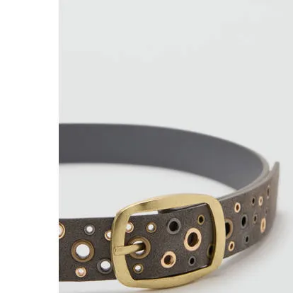 Mango Teen leren riem taupe, foto 2