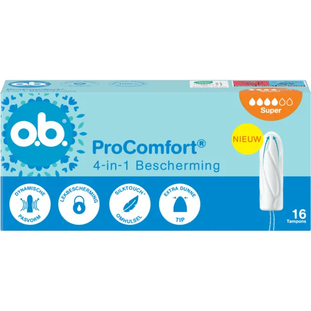 OB 2+1 gratis: o.b. Pro Comfort Advanced Super Tampons 16 stuks