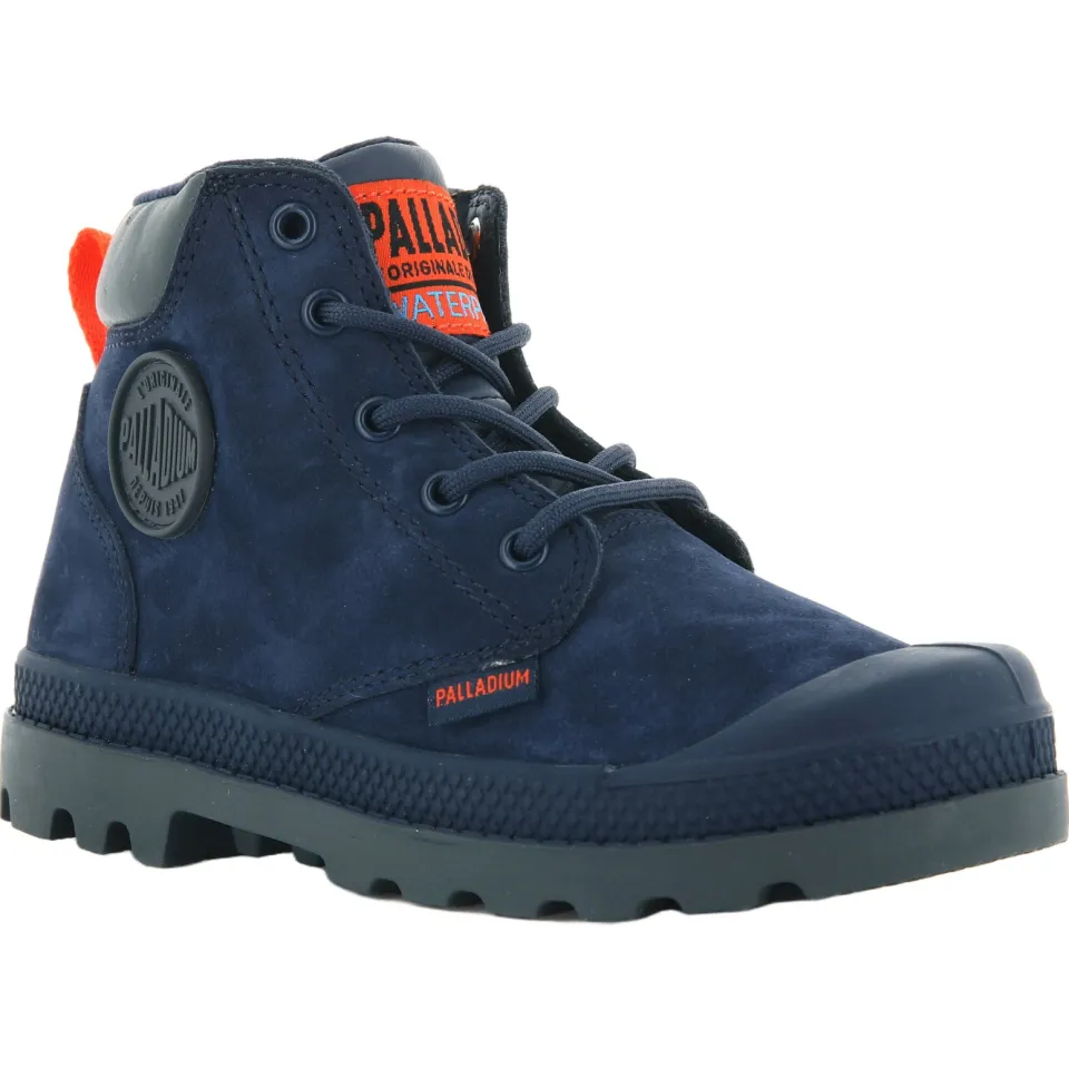 Palladium Schoolkind leren veterschoenen met profielzool - donkerblauw, foto 2