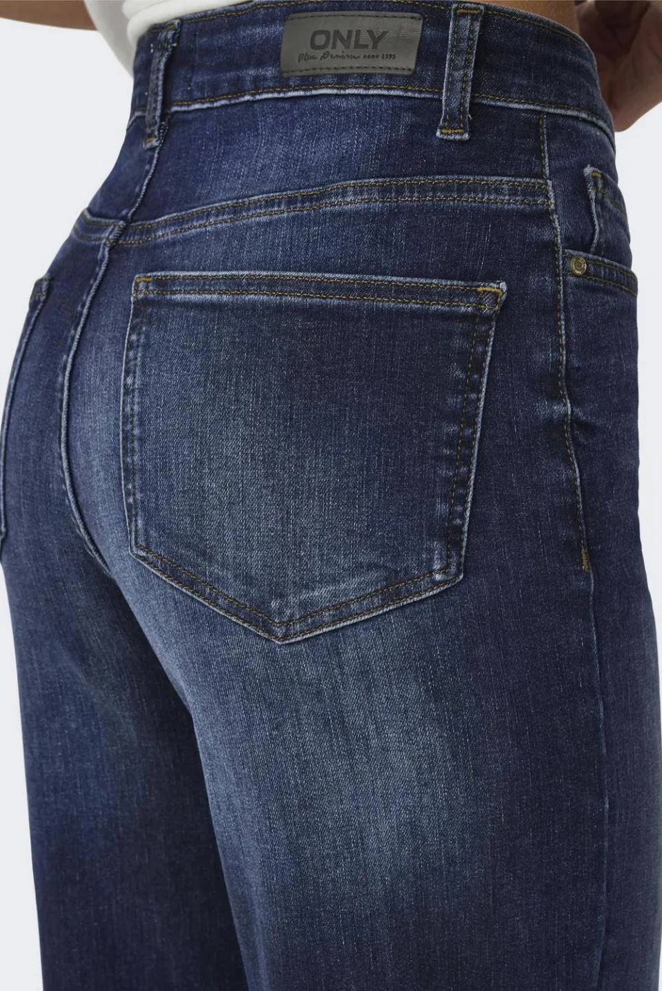Only high waist wide leg jeans ONLMADISON dark blue denim, foto 5
