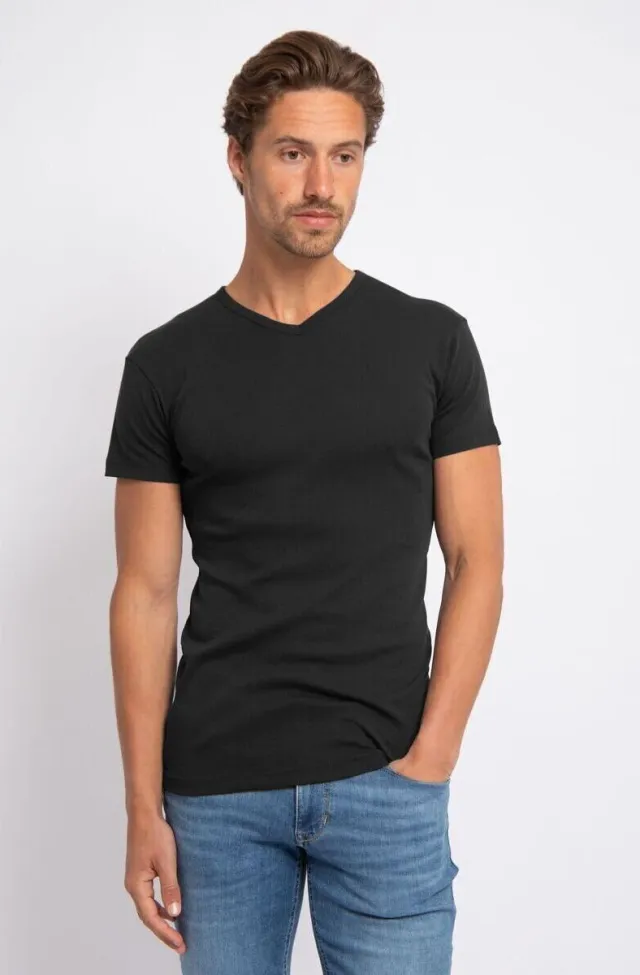 Alan Red T-shirt Alan Red Oklahoma T-Shirt Stretch Zwart (2-Pack)