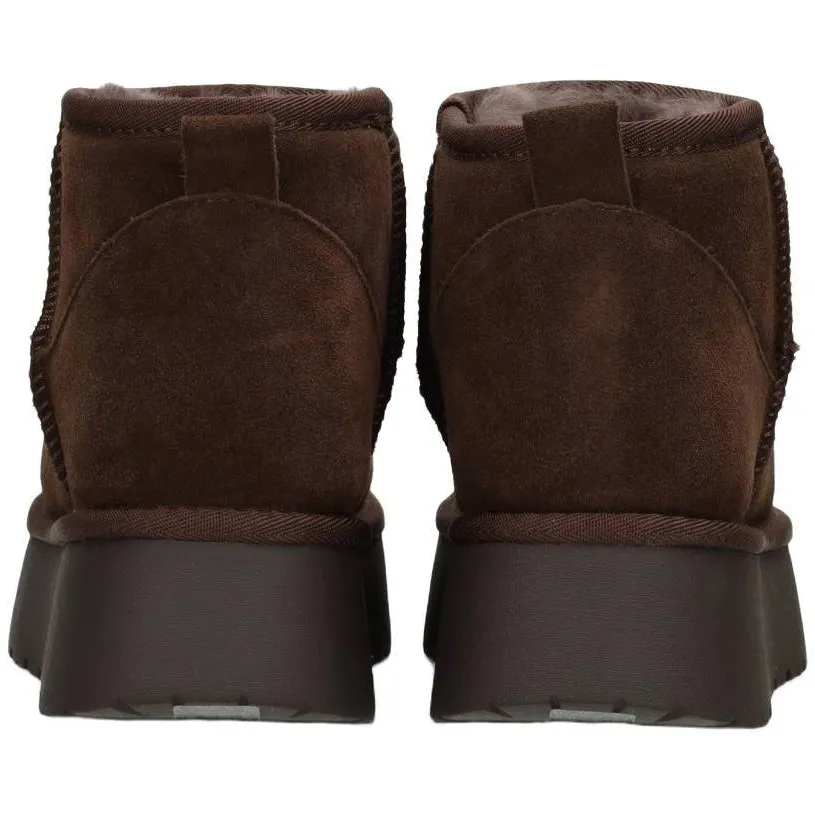 Poelman Eliza suède enkelboots met plateauzool - donkerbruin, foto 4