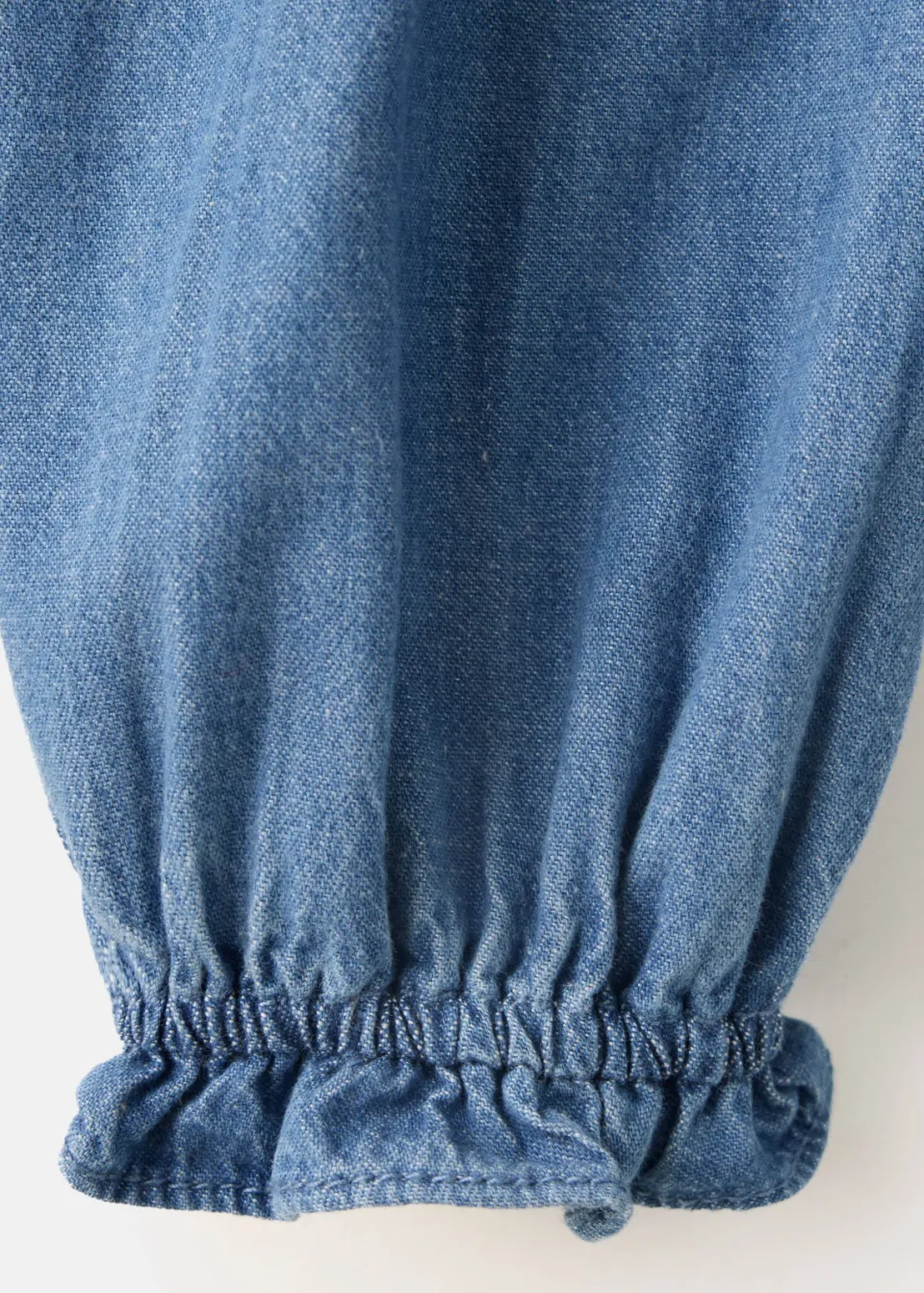 Mango denim blouse met ruches blauw, foto 6