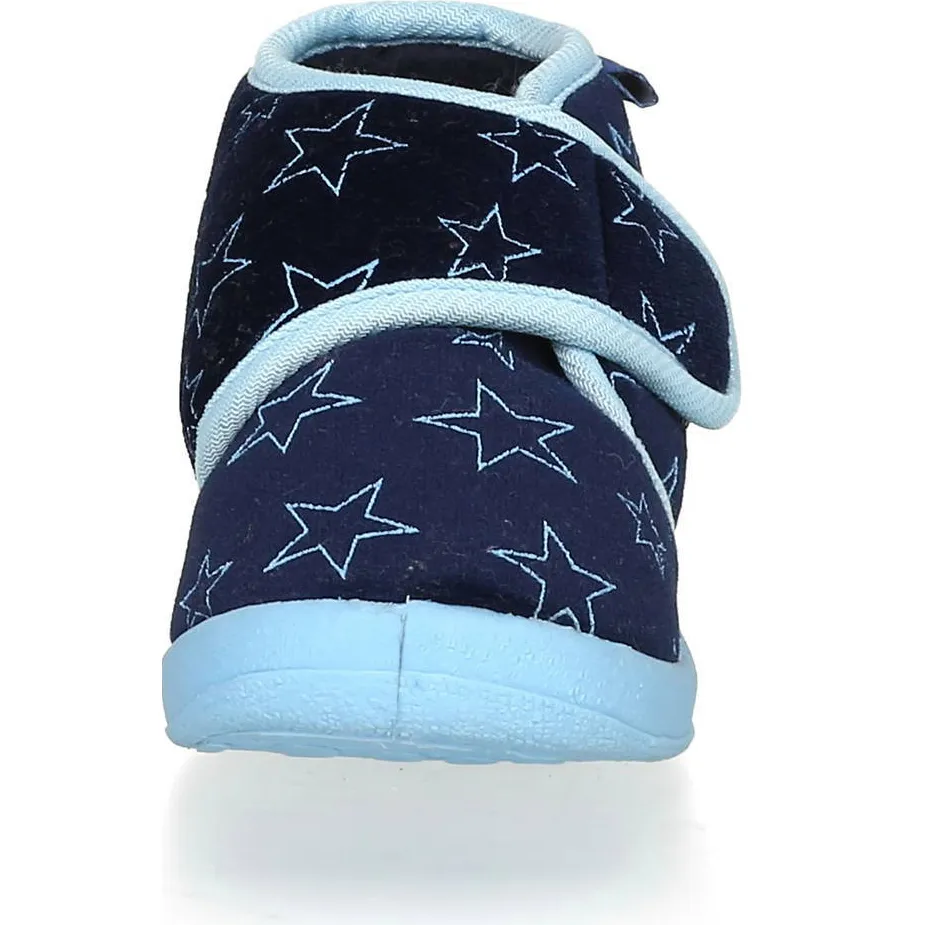 Playshoes pantoffels met sterrendessin Velcro donkerblauw/lichtblauw, foto 3