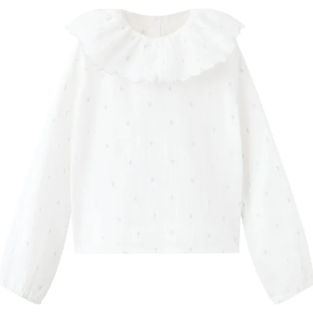 Mango gebloemde blousetop wit Wit/lichtblauw