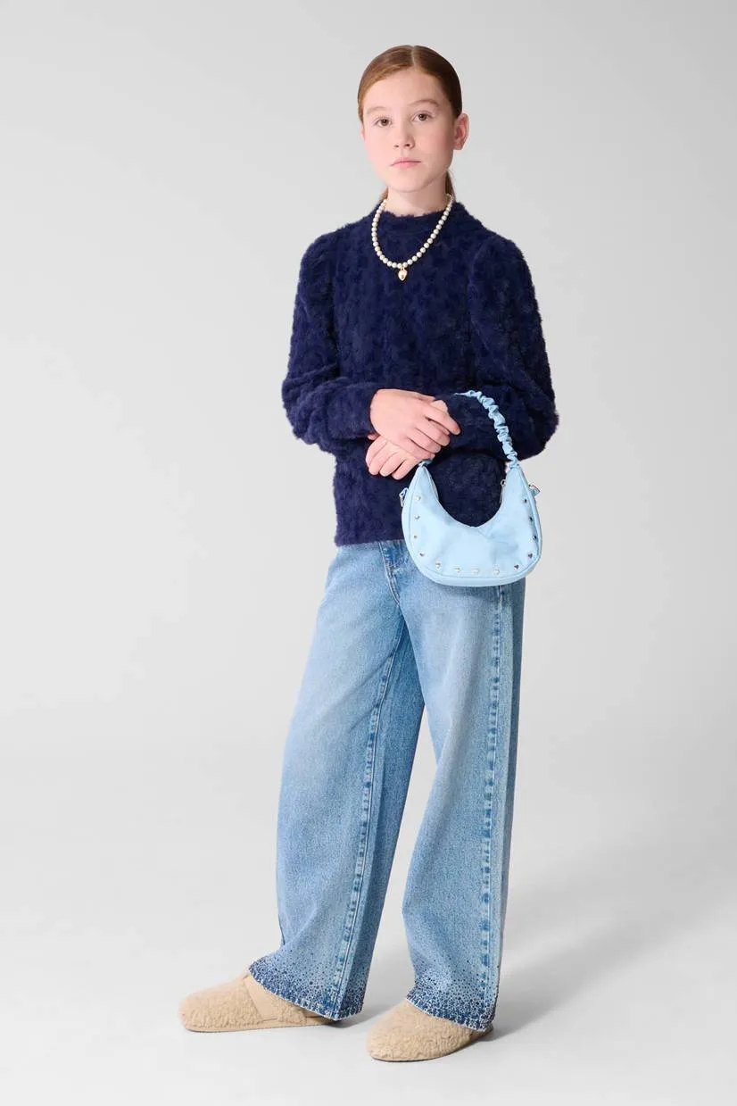 Shoeby imitatiebont longsleeve donkerblauw, foto 3