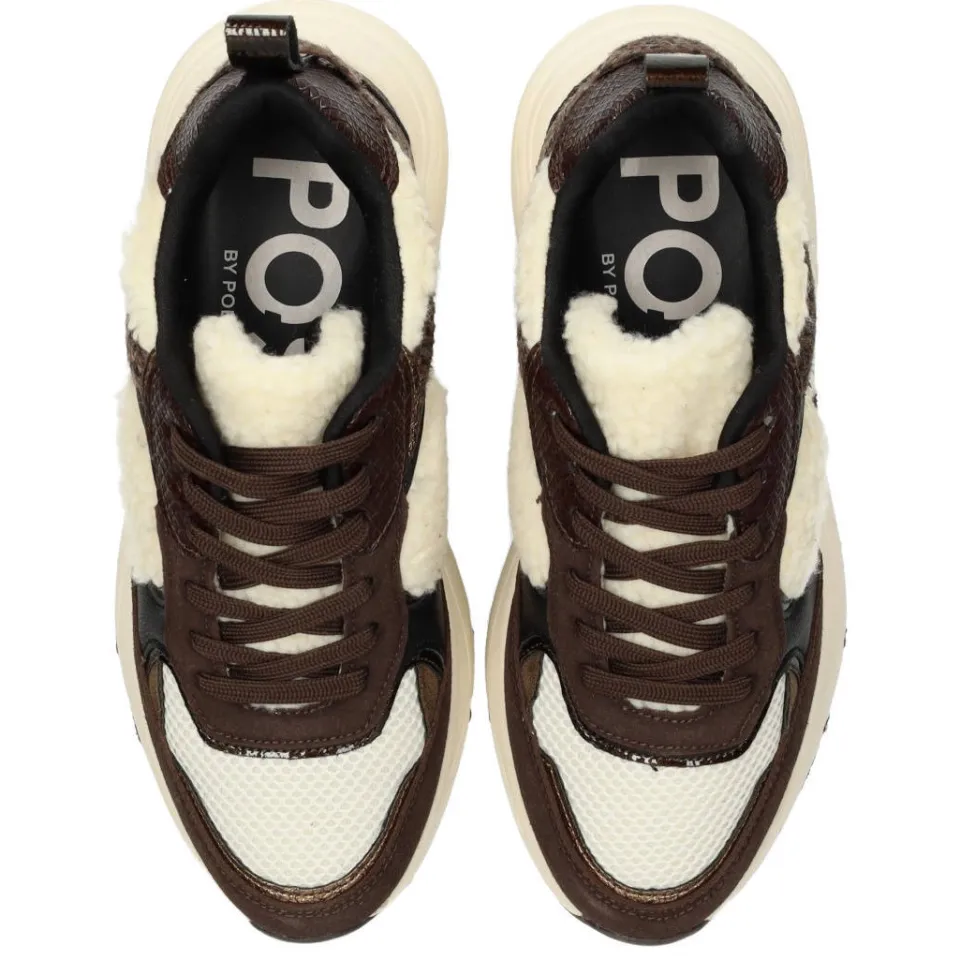 POSH by Poelman Caro chunky suède sneakers - bruin/ecru, foto 3