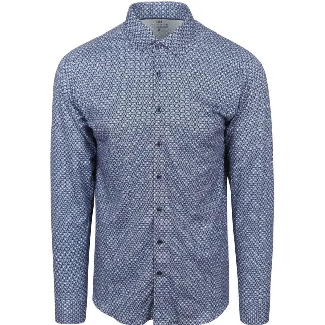 Overhemd Lange Mouw Desoto Overhemd Print Donkerblauw blauw, foto 2