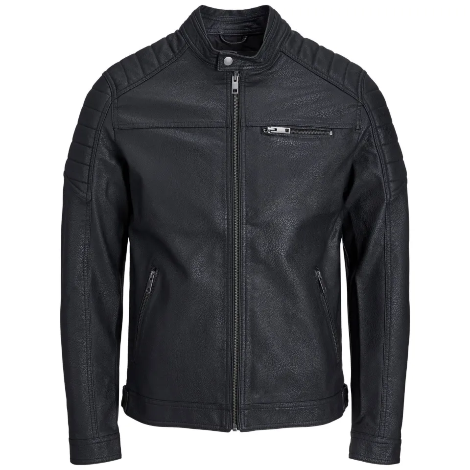 Jack & Jones JJEROCKY imitatieleren jas zwart, foto 3