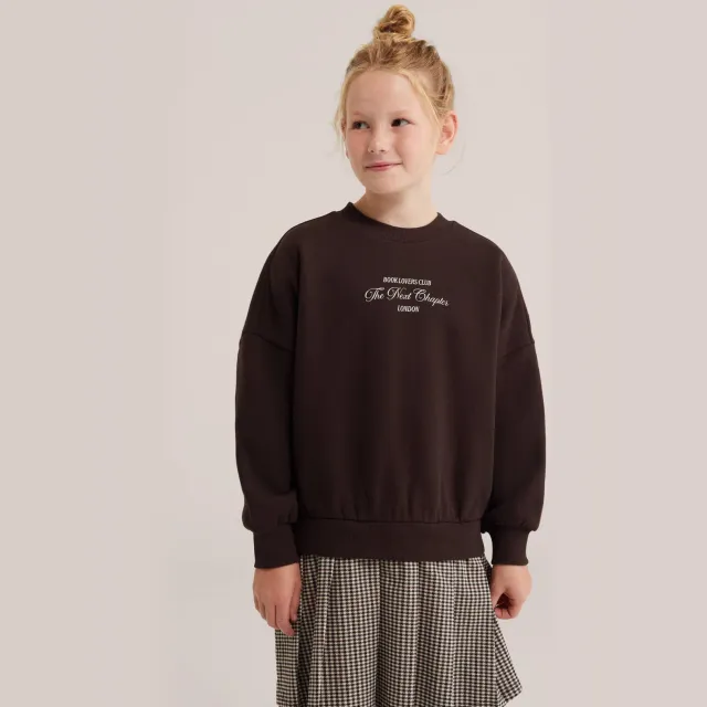 WE Fashion pied-de-poule midi sweatjurk donkerbruin beige, foto 4
