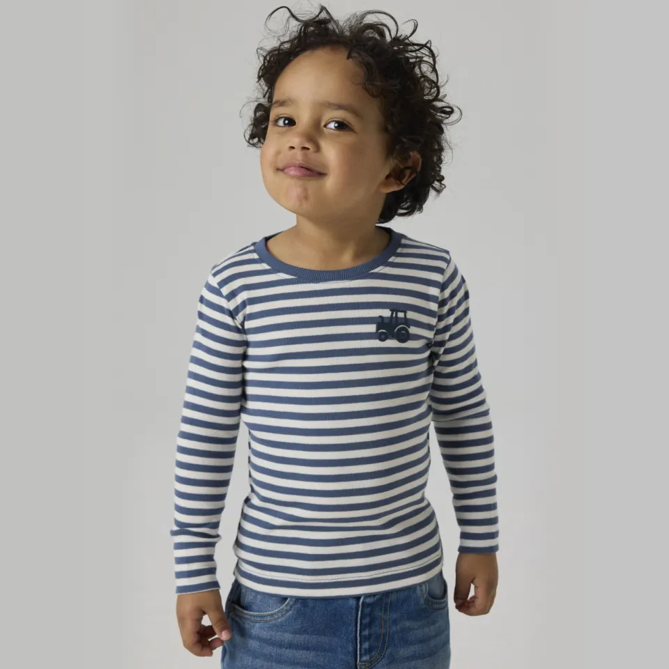 NAME IT MINI longsleeve met streepdessin blauw Indigo blauw/wit