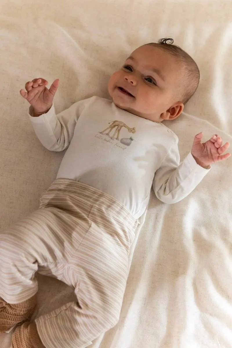 Little Dutch gestreepte babybroek beige