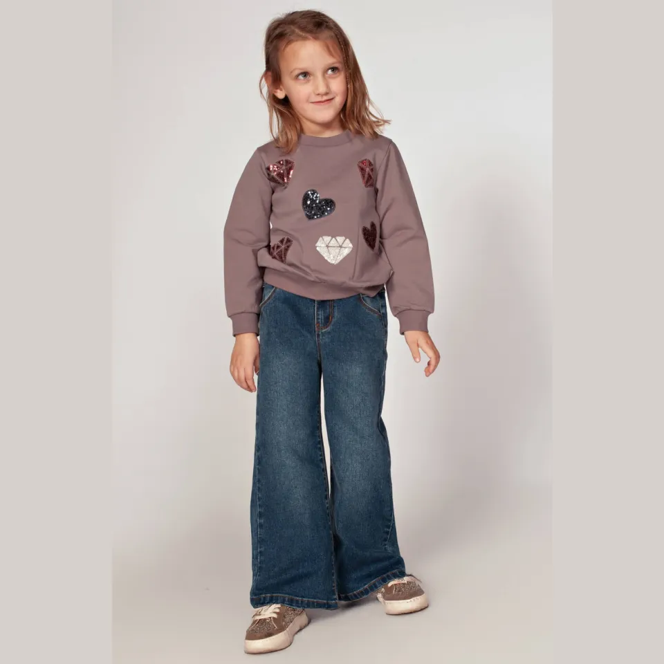 Jubel sweater met pailletten en hartjes - paars, foto 6