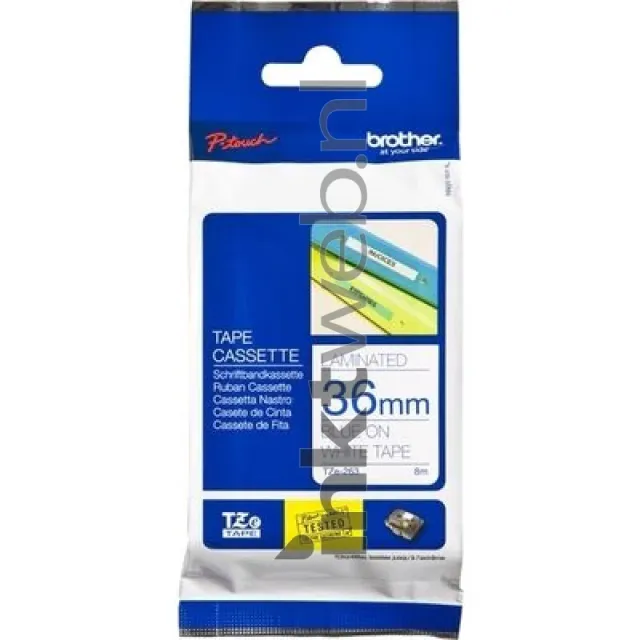 Brother TZE-263 blauw op wit breedte 6 mm