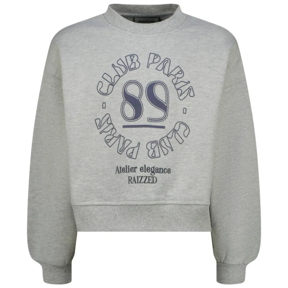 Raizzed boxy sweater met tekst - grijs, foto 2