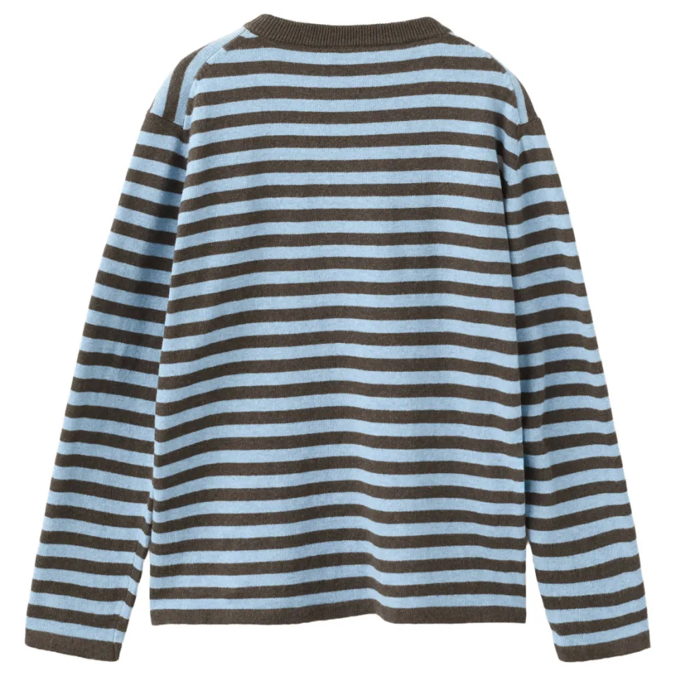 Mango Kids gestreepte longsleeve donkerbruin donkerbruin/lichtblauw, foto 3