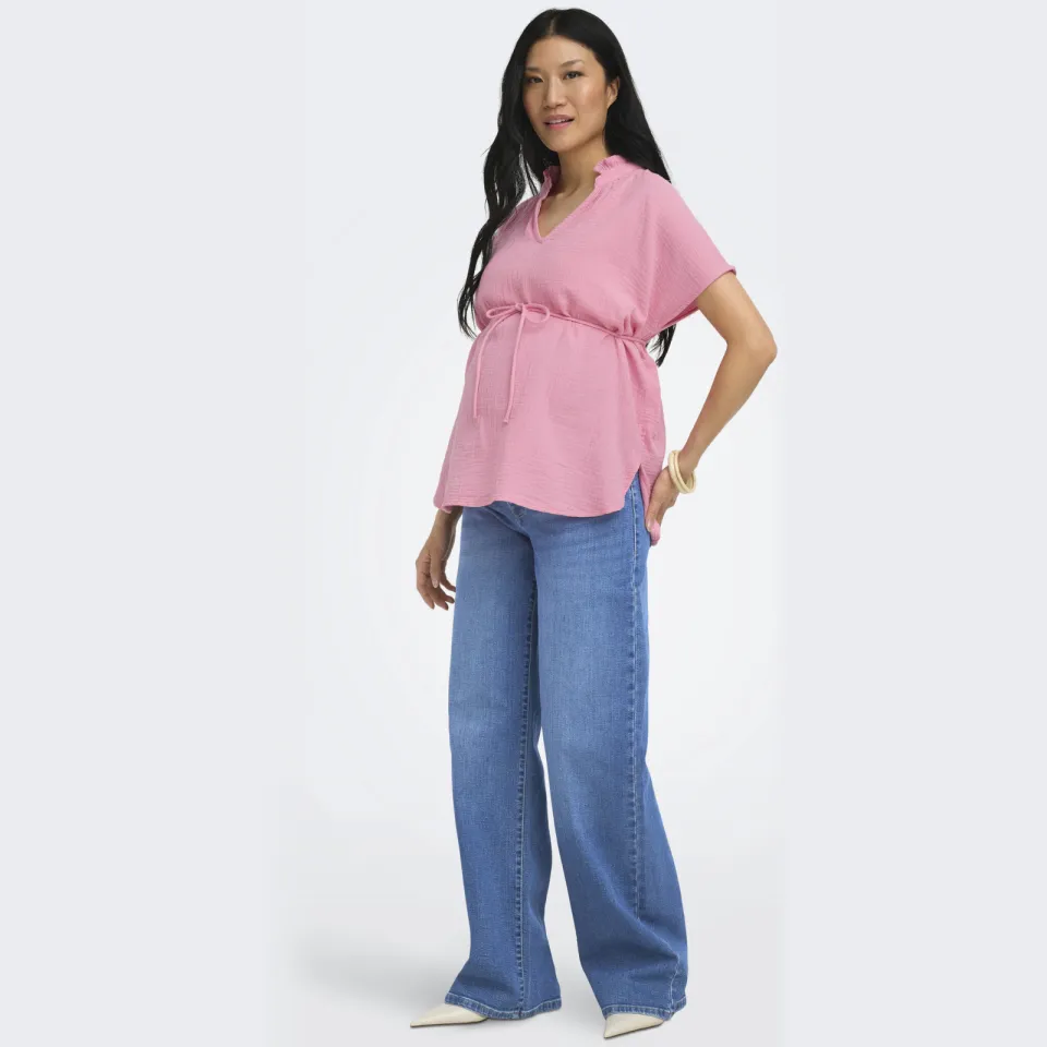Only MATERNITY zwangerschaps blousetop met textuur roze