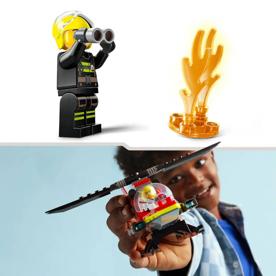 Lego City Brandweerhelikopter Reddingsvoertuig Speelgoed met Minifiguur van Piloot 60411, foto 2